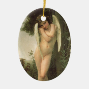 Vintage Victorian Angel Art, Cupid by Bouguereau Ceramic Tree Decoration