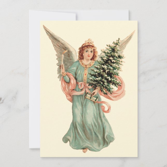 Vintage Victorian Angel Christmas Party Invitation (Front)