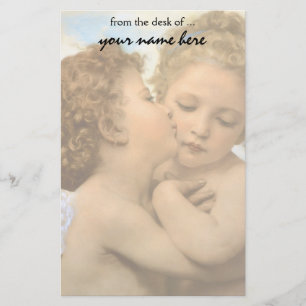 Vintage Victorian Angels, First Kiss by Bouguereau Stationery