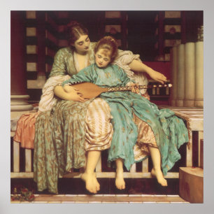 Vintage Victorian Art, Music Lesson by Leighton Poster