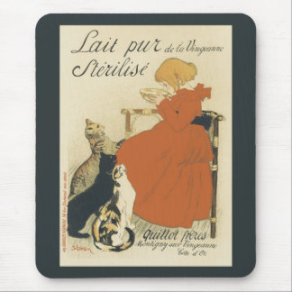 Vintage Victorian Art Nouveau, Girl with Milk Cats Mouse Pad