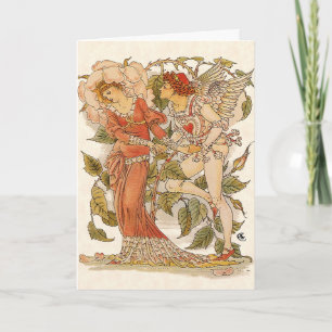 Vintage Victorian Art, Rose by Walter Crane Holiday Card