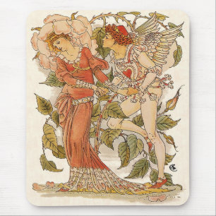 Vintage Victorian Art, Rose by Walter Crane Mouse Pad