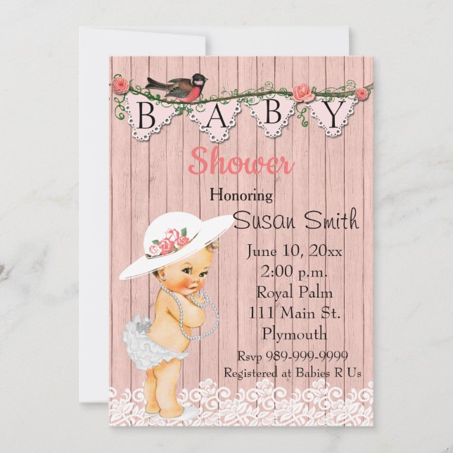 Vintage Victorian Baby Girl Baby Shower Invitation (Front)