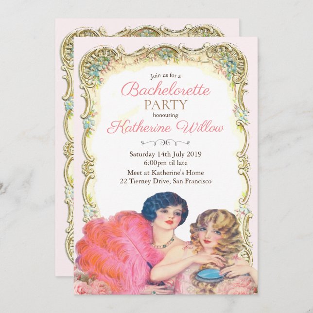 Vintage Victorian Bachelorette Invitation (Front/Back)