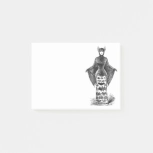 Vintage victorian bat woman post-it notes