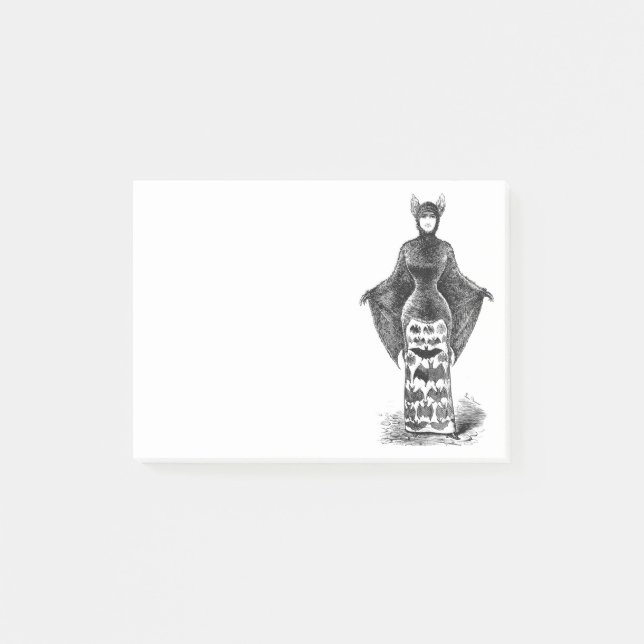 Vintage victorian bat woman post-it notes (Front)