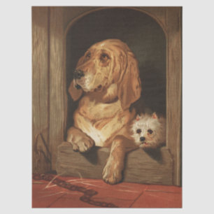 Vintage Victorian Bloodhound and Westie Dog Art Tissue Paper