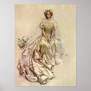 Vintage Victorian Bride, Antique Bridal Portrait Poster