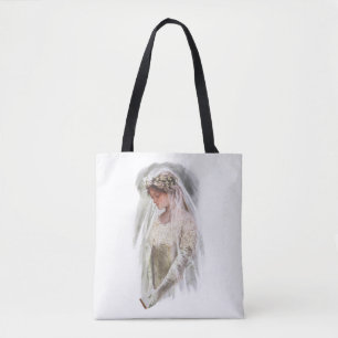 Vintage Victorian Bride with Bible Harrison Fisher Tote Bag