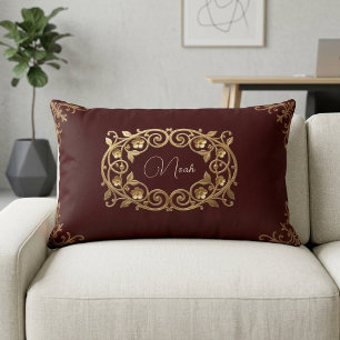 Vintage Victorian Burgundy Wine Leather Heritage  Lumbar Cushion