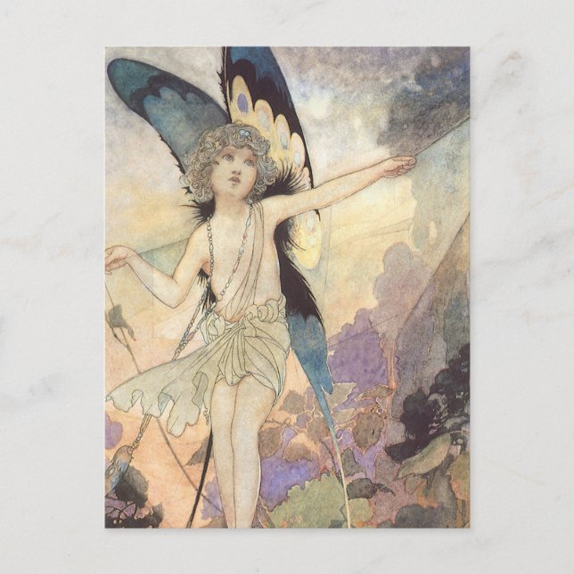 Vintage Victorian Butterfly Fairy by Robinson Postcard (Front)