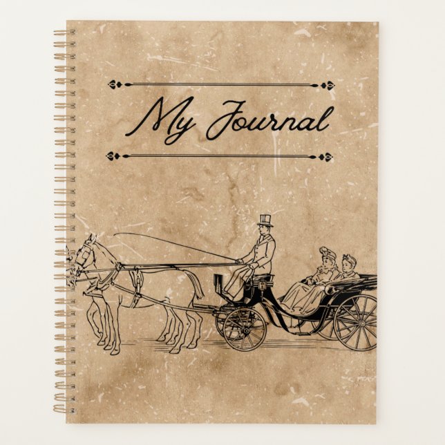 Vintage Victorian Carriage & Aged Parchment  Planner (Front)