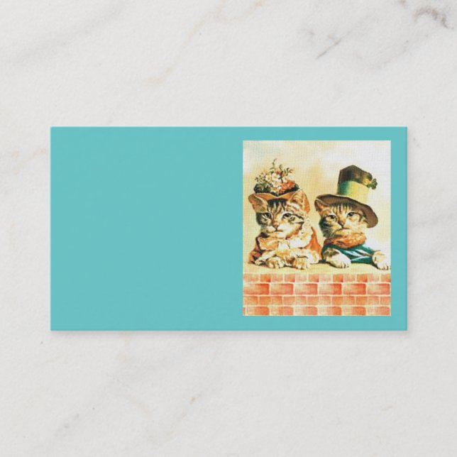 Vintage Victorian Cat Business Card Template (Front)