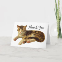 Vintage Victorian Cat Nap Art Thank You