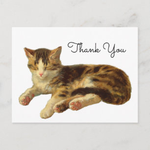 Vintage Victorian Cat Nap Art Thank You Postcard