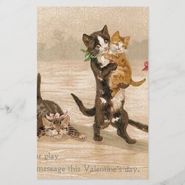 Vintage Victorian Cats Kittens Valentine's Day (Front)