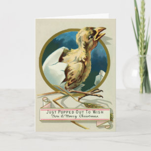 Vintage Victorian Chick Christmas Card