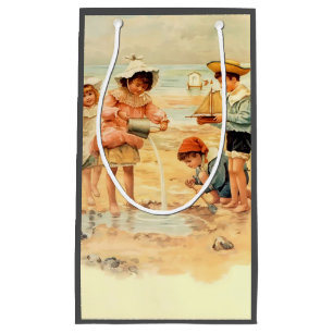 Vintage Victorian Children At The Beach Fine Art Small Gift Bag