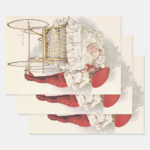 Vintage Victorian Children, Child and Baby in Pram Wrapping Paper Sheet