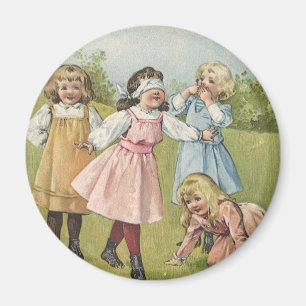 Vintage Victorian Children Play Blind Man's Bluff Magnet