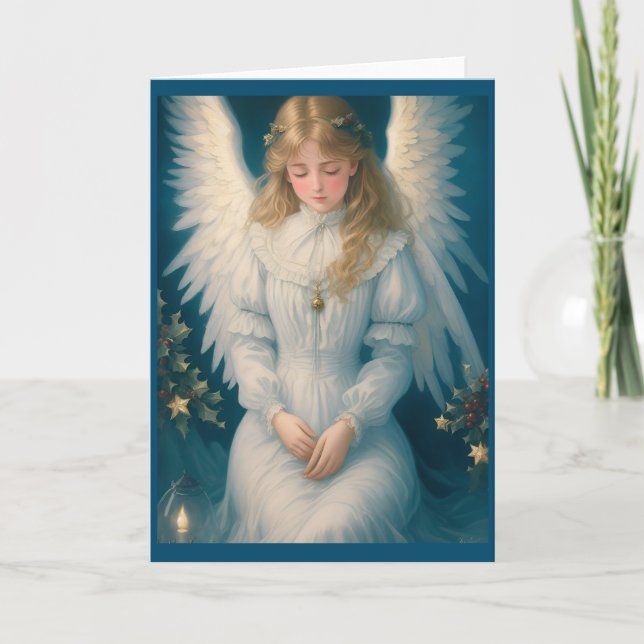 Vintage Victorian Christmas Angel Holiday Card (Front)