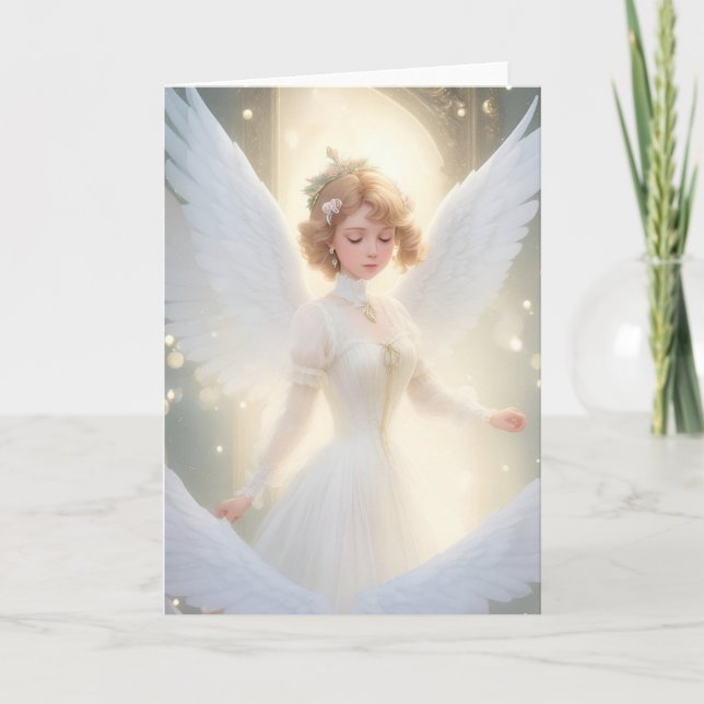 Vintage Victorian Christmas Angel Holiday Card (Front)