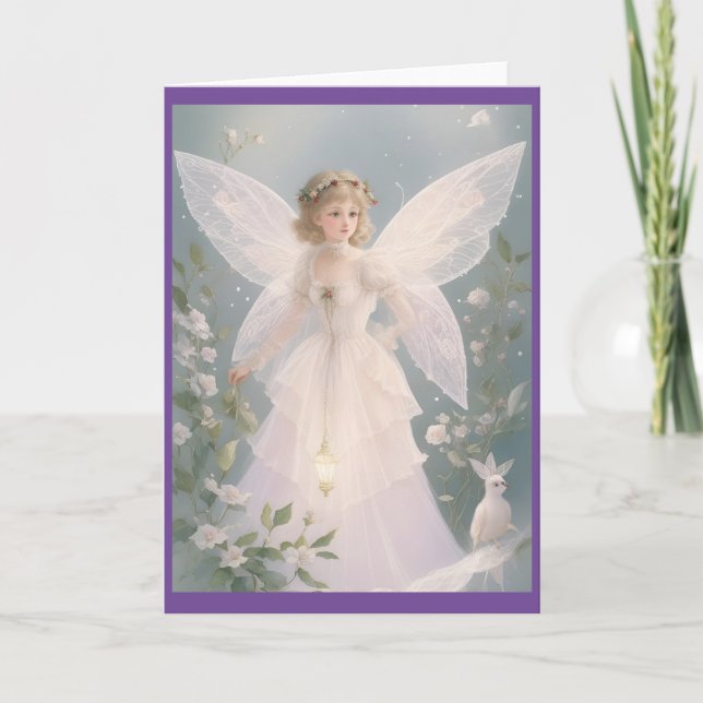 Vintage Victorian Christmas Angel Holiday Card (Front)
