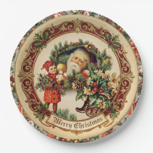 Vintage Victorian Christmas Baubles Paper Plate