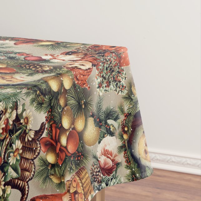 Vintage Victorian Christmas Baubles Tablecloth (In Situ)