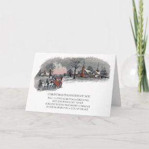 Vintage Victorian Christmas Carriage Snowy Holiday Card