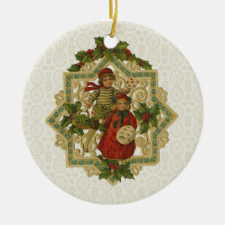Vintage Victorian Christmas Children Ceramic Tree Decoration