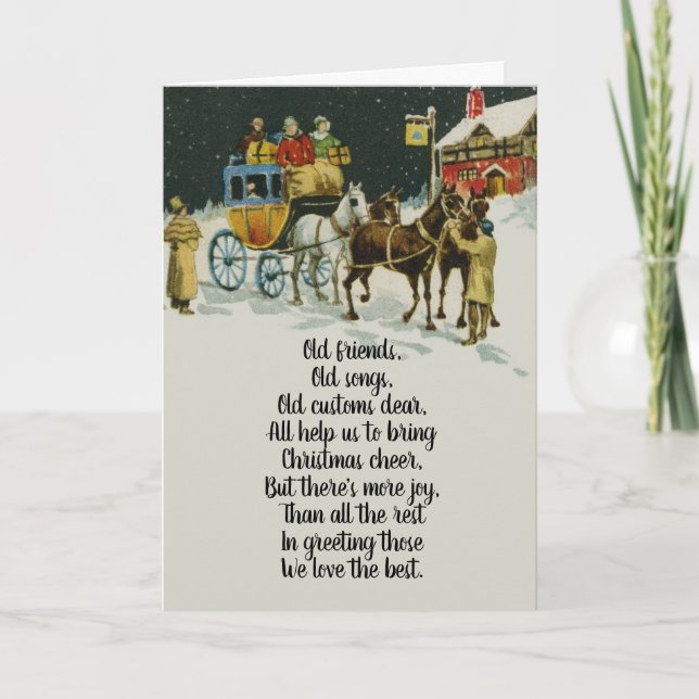 Vintage Victorian Christmas Holiday Carriage Retro Card (Front)