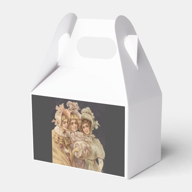 Vintage Victorian Christmas Holiday Party Favour Box (Front Side)