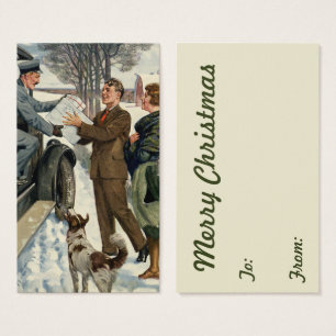 Vintage Victorian Christmas Mailman Delivery