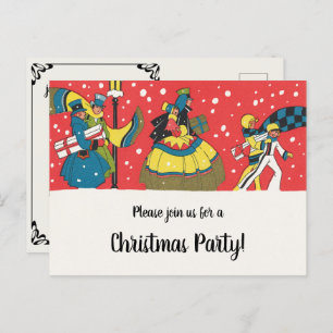 Vintage Victorian Christmas Party Invitation Postcard