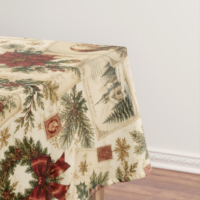 Vintage Victorian Christmas Postcards Tablecloth (In Situ)