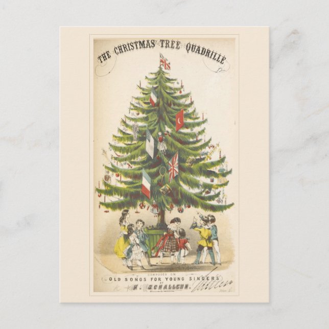 Vintage Victorian Christmas Tree Holiday Card (Front)