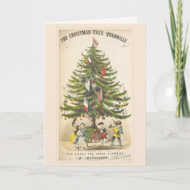 Vintage Victorian Christmas Tree Holiday Card (Front)