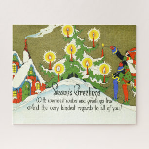 Vintage Victorian Christmas Warmest Wishes Candles Jigsaw Puzzle