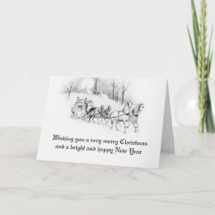 Vintage Victorian Christmas White Snowy Holiday Card