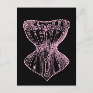 Vintage Victorian Corset Pink Postcard