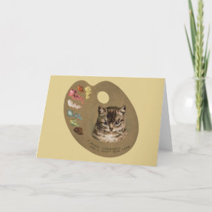 Vintage Victorian Cottagecore Christmas Cat Artist Card
