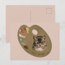 Vintage Victorian Cottagecore Christmas Cat Artist