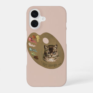 Vintage Victorian Cottagecore Christmas Cat Artist iPhone 16 Case