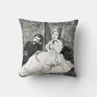 Vintage Victorian Couple Together Monochrome Cushion