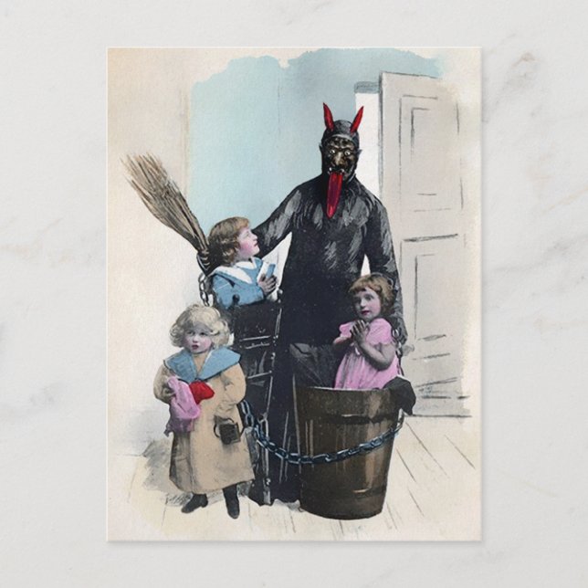 Vintage Victorian Creepy Krampus Postcard (Front)