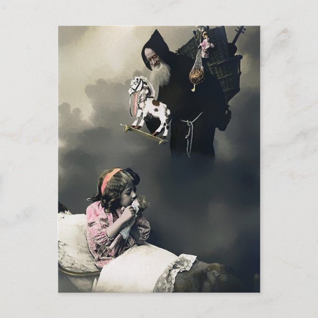 Vintage Victorian Creepy Santa Christmas Postcard (Front)