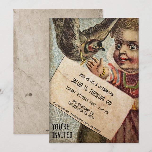 Vintage Victorian Customisable Creepy Party Invitation (Front/Back)