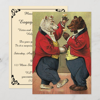 Vintage Victorian Dancing Bears Engagement Party Invitation